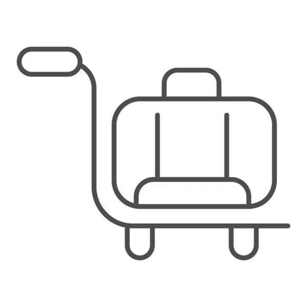 Baggage thin line icon. Luggage trolley, cart with briefcase symbol, outline style pictogram on white background. Hotel business sign for mobile concept and web design. Vector graphics. — Stock Vector