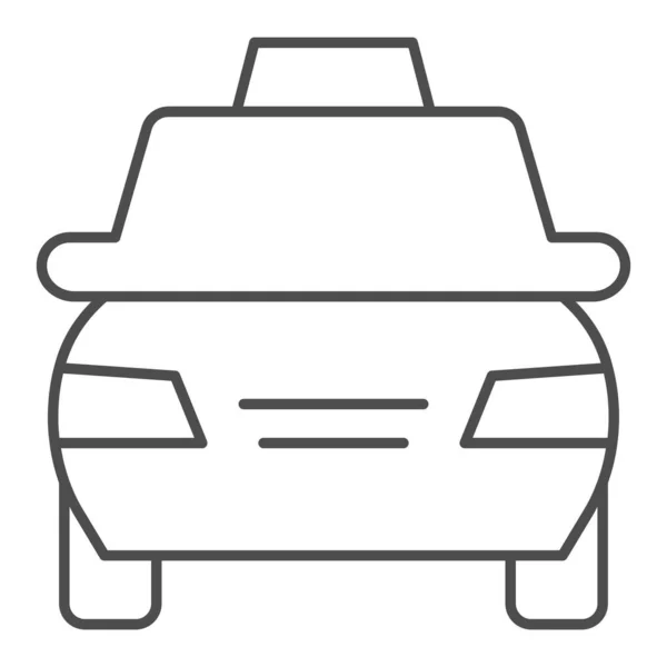 Taxi voiture mince icône de ligne. Symbole du véhicule de transport de passagers, pictogramme de style contour sur fond blanc. Signe de voyage ou de tourisme pour concept mobile et web design. Graphiques vectoriels . — Image vectorielle
