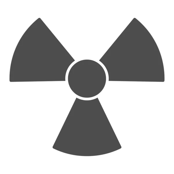 放射線固体アイコン。毒性または核、危険エネルギー記号、白の背景にグリフスタイルのピクトグラム。モバイルコンセプトとウェブデザインのための軍事記号。ベクトルグラフィックス. — ストックベクタ