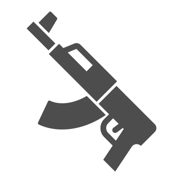 カラシニコフは固体ライフルのアイコンを攻撃した。銃器マシンの武器記号、白の背景にグリフスタイルのピクトグラム。モバイルコンセプトとウェブデザインのための軍事または戦争記号。ベクトルグラフィックス. — ストックベクタ