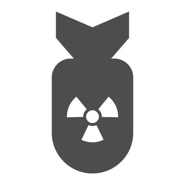 Atoombom stevig icoon. Lucht raket met straling of nucleaire symbool, glyph stijl pictogram op witte achtergrond. Militaire of oorlogvoering teken voor mobiele concept en web design. vectorgrafieken. — Stockvector