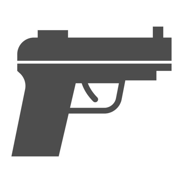 Иконка из пистолета. Оружие или пистолет, символ гангстерской пушки, пиктограмма в стиле глифа на белом фоне. Военные или военные знаки для мобильных концепций и веб-дизайна. Векторная графика . — стоковый вектор
