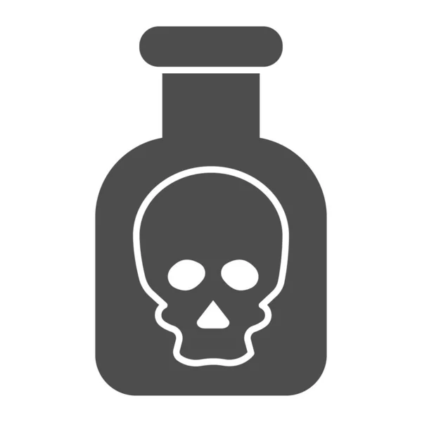 Icono sólido venenoso. Signo de peligro en la botella, símbolo del matraz ácido, pictograma estilo glifo sobre fondo blanco. Química o signo militar para concepto móvil y diseño web. Gráficos vectoriales . — Vector de stock