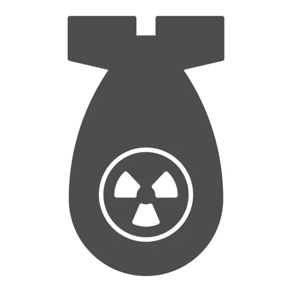 Atom bombası katı ikonu. Nükleer cephane, hava roketi sembolü, beyaz arka planda kabartma şekilli resim. Mobil konsept ve web tasarımı için savaş ya da askeri işaret. Vektör grafikleri. — Stok Vektör