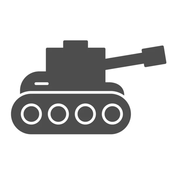 Σταθερή εικόνα δεξαμενής. Στρατιωτικό σύμβολο σιλουέτας πολεμικού οχήματος, εικονόγραμμα στυλ glyph σε λευκό φόντο. Πολεμική ή στρατιωτική πινακίδα για την έννοια της κινητής τηλεφωνίας και web design. Διανυσματικά γραφικά. — Διανυσματικό Αρχείο