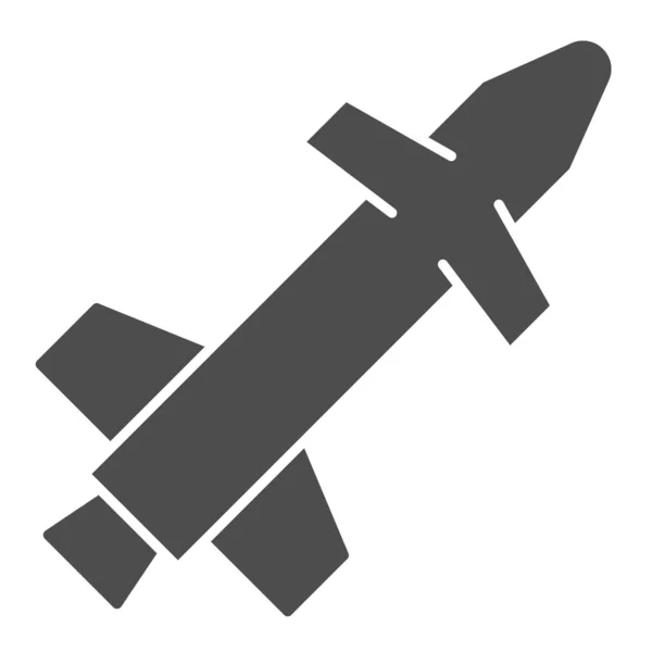 Tomahawk hava roketi katı ikonu. Cruise füze sembolü, beyaz arka planda glifli resim. Mobil konsept ve web tasarımı için savaş ya da askeri işaret. Vektör grafikleri. — Stok Vektör