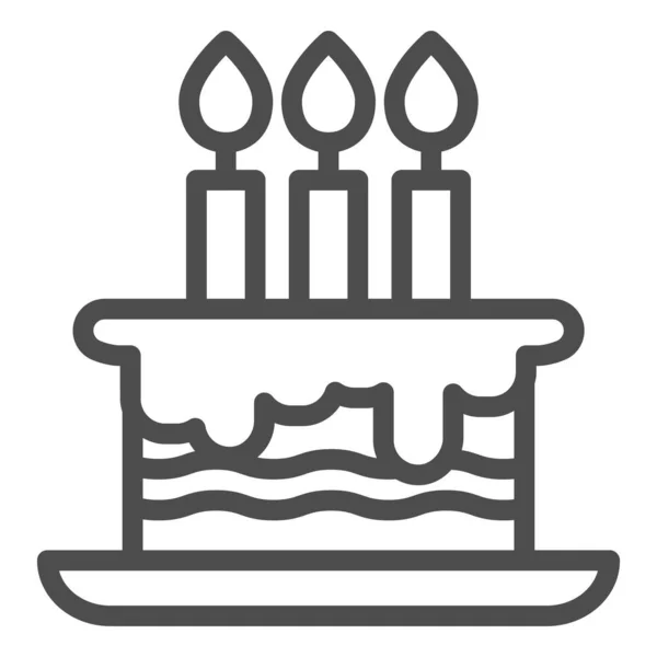 Verjaardagstaart pictogram. Lekker feestje of jubileumdessert met kaarsen. Viering vector ontwerp concept, outline stijl pictogram op witte achtergrond, gebruik voor web en app. Eps 10. — Stockvector