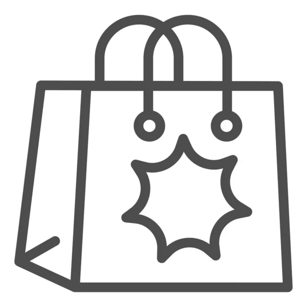 Verrassing pakket lijn pictogram. Vakantie shopping tas met ster en handvat. Happy Birthday vector ontwerp concept, outline stijl pictogram op witte achtergrond, gebruik voor web en app. Eps 10. — Stockvector