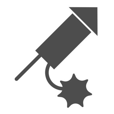 Havai fişek roket gibi sert bir ikon. Parıltılı bir havai fişek fırtınası. Mutlu yıllar vektör tasarımı konsepti, beyaz arka planda glifli resim, web ve uygulama için kullan. Eps 10.