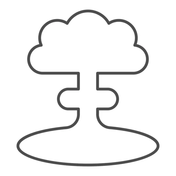 Nükleer patlama ince çizgi ikonu. Atomik bomba patlaması, mantar şekilli zehirli bulut sembolü, beyaz arka planda ana hatlı resim. Mobil konsept ya da web tasarımı için savaş işareti. Vektör grafikleri. — Stok Vektör
