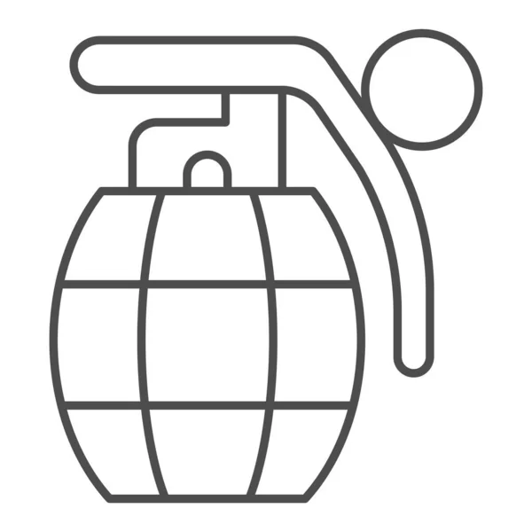 Icône de ligne mince grenade de combat. Poignée symbole d'arme de guerre, pictogramme de style contour sur fond blanc. Panneau militaire ou de guerre pour concept mobile et web design. Graphiques vectoriels . — Image vectorielle