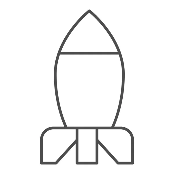 Rocket Thin Line Icon. Bomb Rakete Waffe oder Raumschiff Symbol, Umriss Stil Piktogramm auf weißem Hintergrund. Militär- oder Kriegszeichen für mobiles Konzept und Webdesign. Vektorgrafik. — Stockvektor