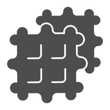 Katı gözlemeler. Beyaz arka planda iki kızarmış Belçika usulü waffle tatlı sembolü. Mobil konsept ve web tasarımı için fırın tabelası. Vektör grafikleri.