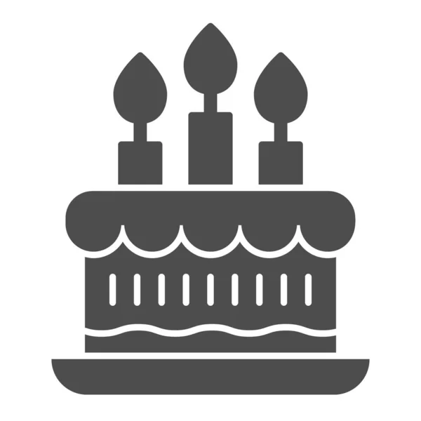 Gâteau de fête d'anniversaire icône solide. Symbole de dessert sucré de célébration, pictogramme de style glyphe sur fond blanc. Panneau boulangerie pour concept mobile et web design. Graphiques vectoriels . — Image vectorielle