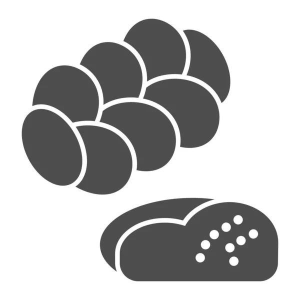 Challah solide icoon. Joods gebak, brood brood brood symbool, glyph stijl pictogram op witte achtergrond. Bakkerij winkel teken voor mobiel concept en web design. vectorgrafieken. — Stockvector