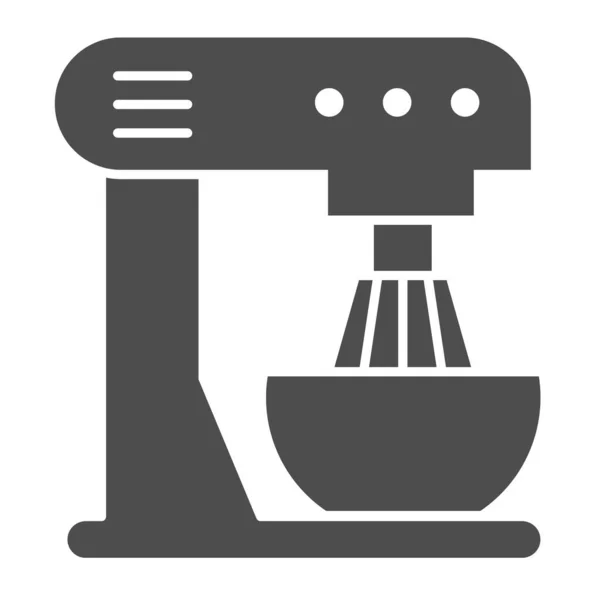 Küchenmaschine solide Symbol. Elektrischer Mixer oder Mixer mit Tellersymbol, Piktogramm im Glyphen-Stil auf weißem Hintergrund. Bäckereischild für mobiles Konzept und Webdesign. Vektorgrafik. — Stockvektor