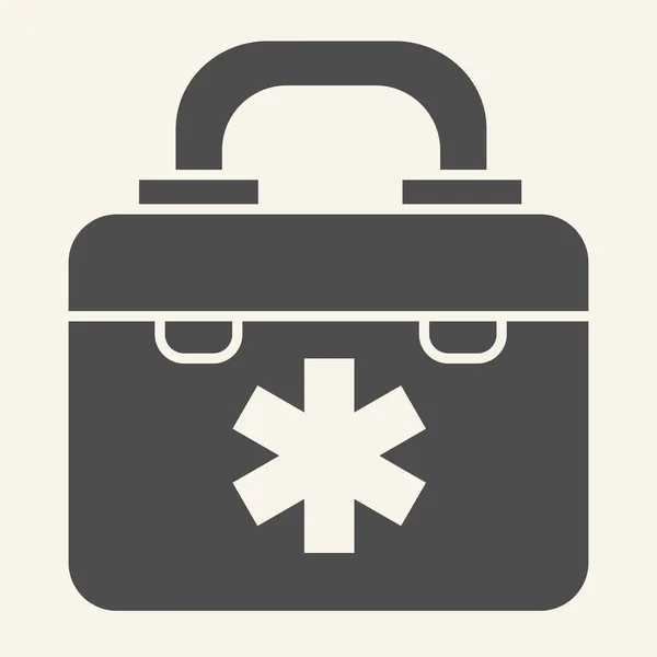 Bolsa médica icono sólido. Pictograma estilo glifo de la caja de primeros auxilios del médico del hospital sobre fondo blanco. Botiquín o botiquín de primeros auxilios para concepto móvil y diseño web. Gráficos vectoriales . — Vector de stock