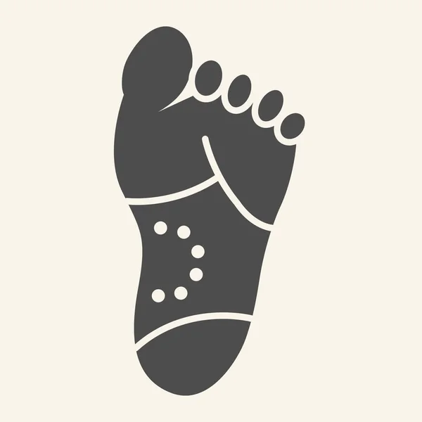 脚痛坚实的图标。白色背景上的痛风象形文字。为移动概念和网页设计寻找带有ulcers的脚跟。矢量图形. — 图库矢量图片