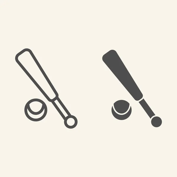 Honkbal lijn en solide icoon. Sport bat en bal outline stijl pictogram op beige achtergrond. Honkbal apparatuur voor mobiele concept en web design. vectorgrafieken. — Stockvector