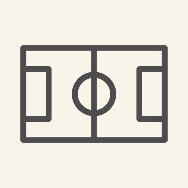 Futbol sahası ikonu. Futbol stadyumu bej arka planda resim çizimi. Mobil konsept ve web tasarımı için futbol spor tabelaları. Vektör grafikleri.