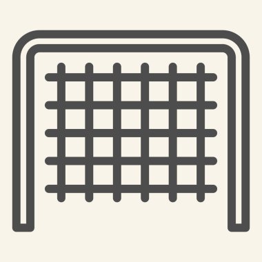 Futbol gol çizgisi simgesi. Futbol kapısı bej arka planda resim çizimi. Mobil konsept ve web tasarımı için Goal Post. Vektör grafikleri.