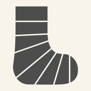 Alçıtaşı ayak sağlam bir ikon. Beyaz arka planda insan alçı bacak kabartma şekli. Mobil konsept ve web tasarımı için kırık ayak. Vektör grafikleri.