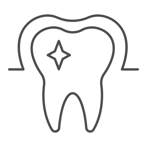 Sağlıklı diş minesi ince çizgi ikonu. Genç dişler, diş güvenliği sembolü, beyaz arka planda ana hatlı resim. Mobil konsept ve web tasarımı için dişçilik imzası. Vektör grafikleri. — Stok Vektör