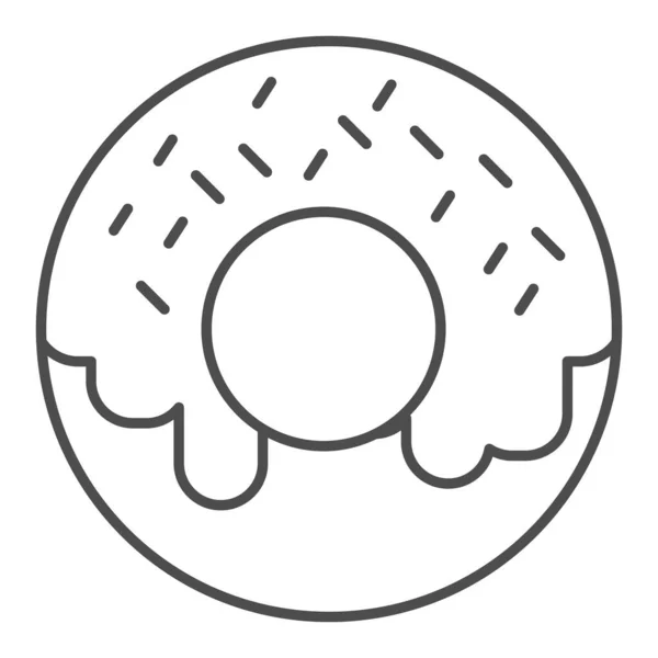 Піктограма тонкої лінії пончика. Папуга, невеликий солодкий смажений торт з кремовим символом, контурна піктограма стилю на білому тлі. Вивіска хлібобулочних магазинів для мобільних концепцій та веб-дизайну. Векторна графіка . — стоковий вектор