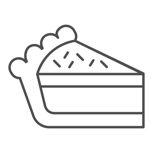 Pie Slice Thin Line Icon. Kuchen Dessertstück, Käsekuchen Symbol, Umriss Stil Piktogramm auf weißem Hintergrund. Bäckereischild für mobiles Konzept und Webdesign. Vektorgrafik. — Stockvektor