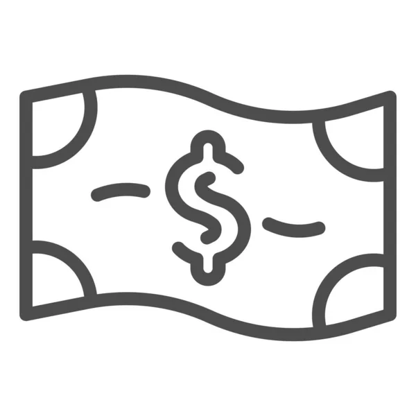 Pictogram van de papierbankbiljettenlijn. Een dollarbiljet symbool, omtrek stijl pictogram op witte achtergrond. Geldbesparingsbord voor mobiel concept en webdesign. vectorgrafieken. — Stockvector