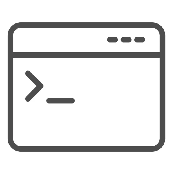 Programmkonsole Zeilensymbol. Anwendungsbefehlseingabefenster-Symbol, Umrissstil-Piktogramm auf weißem Hintergrund. Browser-Artikelzeichen für mobiles Konzept und Webdesign. Vektorgrafik. — Stockvektor