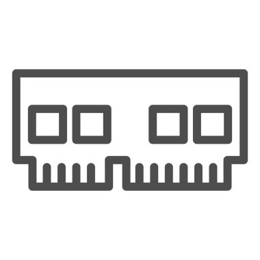 Koç çizgisi simgesi. Bilgisayar donanımı, hafıza çipi rütbe sembolü, beyaz arkaplanda ana hatlı resim çizimi. Mobil konsept ve web tasarımı için teknoloji işareti. Vektör grafikleri.