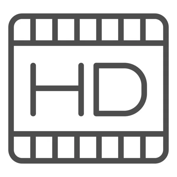 Hochdimensionale Filmzeilen-Ikone. Video mit Erweiterungssymbol in HD-Qualität, Umrissstil-Piktogramm auf weißem Hintergrund. Multimediales Zeichen für mobiles Konzept und Webdesign. Vektorgrafik. — Stockvektor