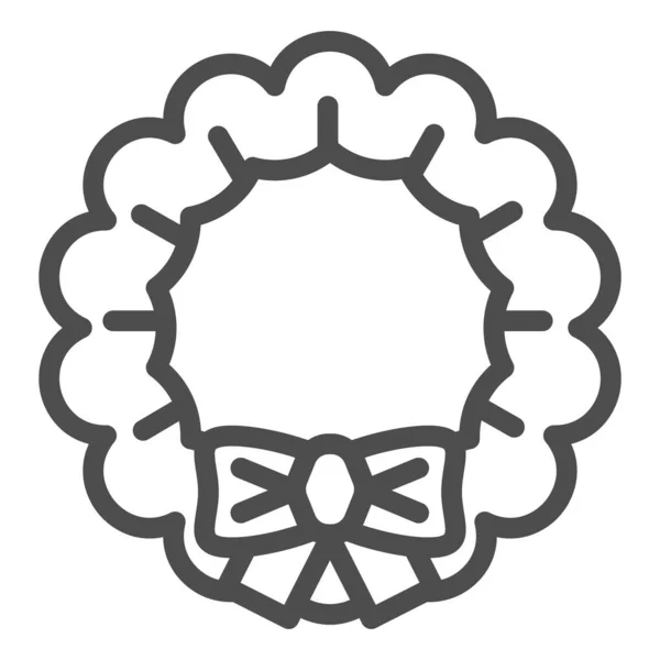 Icono de línea de corona de Navidad. Año nuevo víspera de abeto rama símbolo de decoración, pictograma estilo contorno sobre fondo blanco. Signo de vacaciones para el concepto móvil y el diseño web. Gráficos vectoriales . — Vector de stock