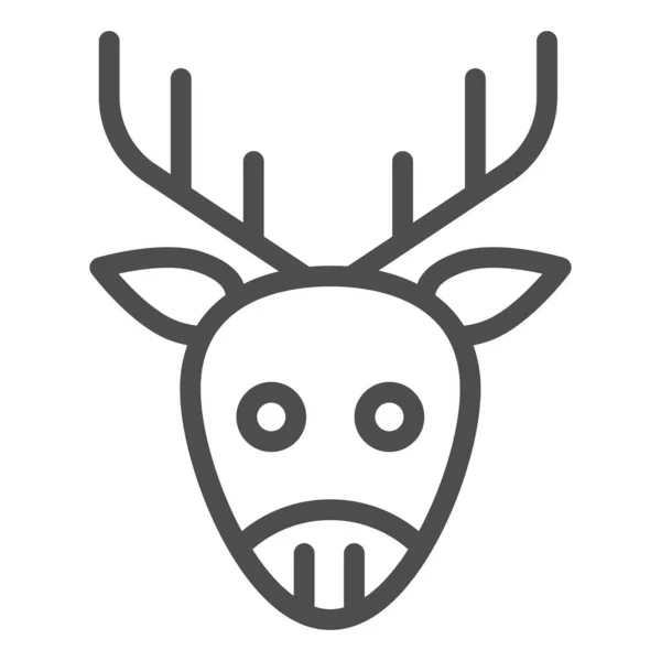 Ikona głowy jelenia. Symbol leśnej rogatej twarzy zwierzęcia, zarys stylu piktogramu na białym tle. Świąteczny znak świąteczny dla mobilnej koncepcji i projektowania stron internetowych. Grafika wektorowa. — Wektor stockowy