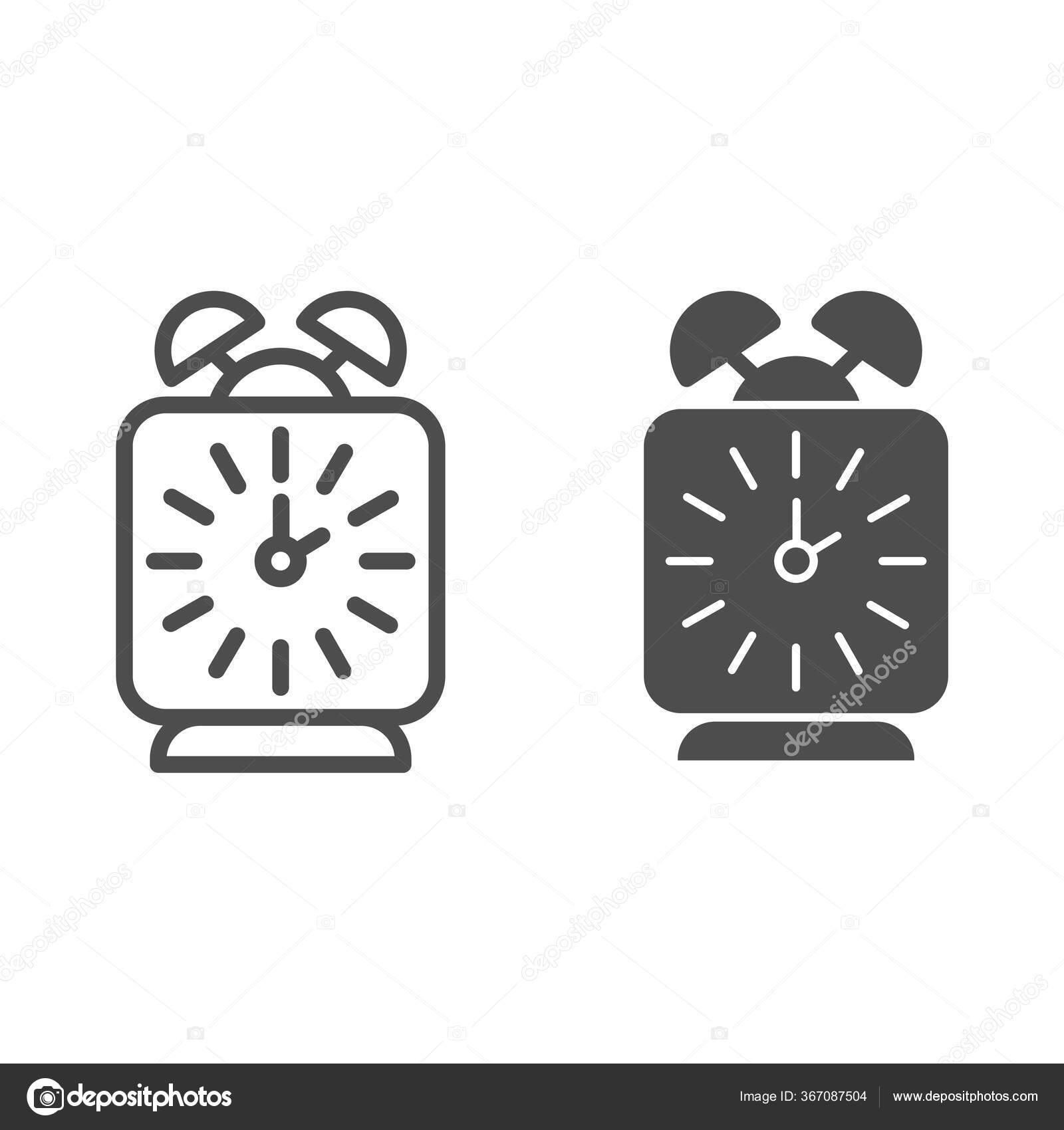 Linea de reloj despertador e icono solido. Mesa clasica despertador reloj cuadrado. Concepto de diseno de vectores escolares pictograma de estilo de esquema sobre fondo blanco Vector de stock 36708750...