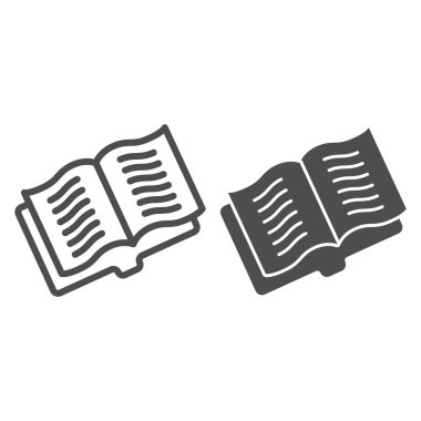 Eğitimsel defter satırı ve simge açıldı. Egzersiz kitabı ya da dergi. Edebiyat konusu vektör tasarımı konsepti, beyaz arkaplanda taslak biçim piktogramı.