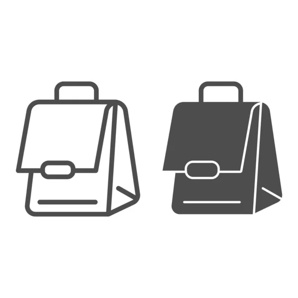 Väska linje och solid ikon. Affärs resväska, portfölj. Skolans vektor design koncept, skissera stil piktogram på vit bakgrund. — Stock vektor