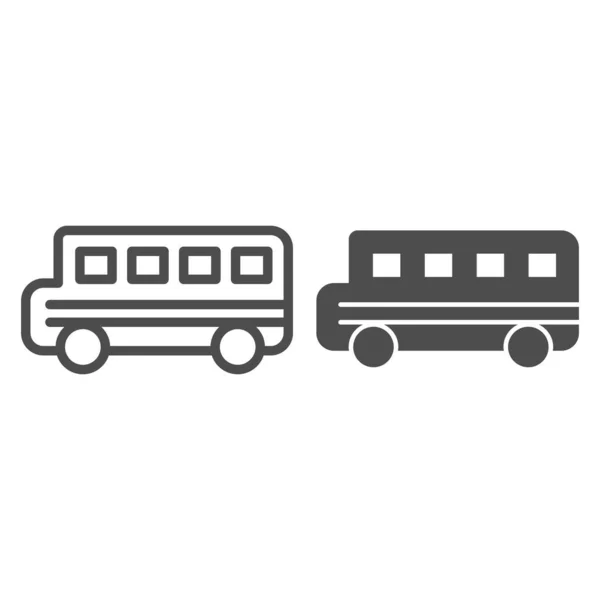 Linia autobusu szkolnego i solidna ikona. Znak transportu publicznego. Transport wektor koncepcji projektu, zarys stylu piktogram na białym tle. — Wektor stockowy