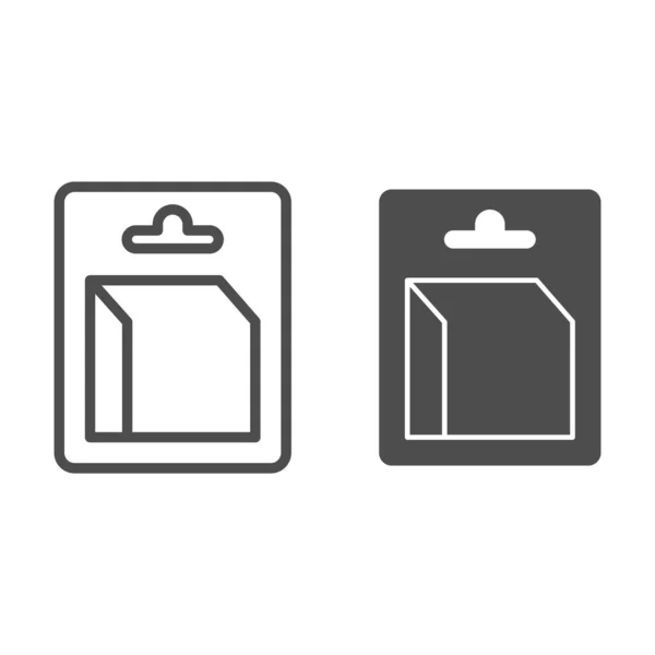 Ligne de conteneur et icône solide. Boîte de rangement à vendre. Concept de conception de produits en plastique, pictogramme de style contour sur fond blanc, utilisation pour le web et l'application. Eps 10 . — Image vectorielle