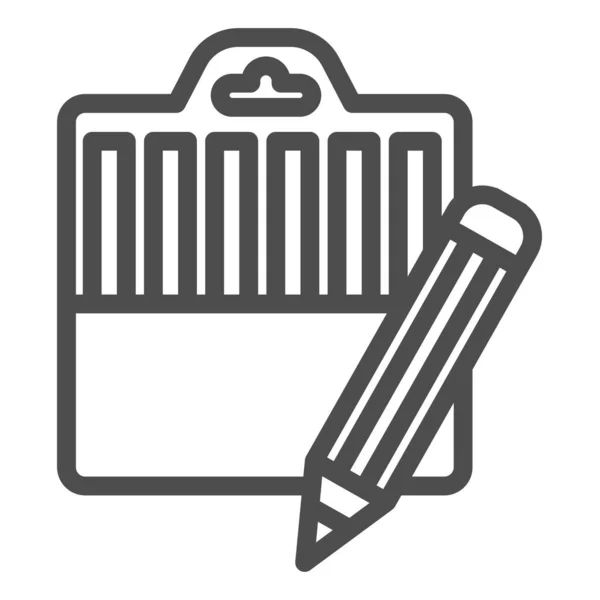 Penna och rutan linje ikon. Pensils fall och enda en symbol, skissera stil piktogram på vit bakgrund. Skylt för skol- eller brevpapper för mobilt koncept och webbdesign. Vektorgrafik. — Stock vektor
