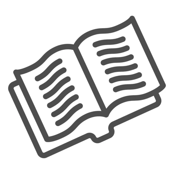 Geopend educatieve notebook lijn icoon. Oefenboek of tijdschrift. Literatuur onderwerp vector ontwerp concept, schets stijl pictogram op witte achtergrond. — Stockvector