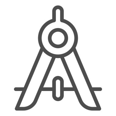 Pusula ayırıcı çizgi simgesi. Okul enstrümanı daire çizmek için. Geometri özne vektör tasarımı konsepti, beyaz arkaplan üzerinde taslak biçim piktogramı.