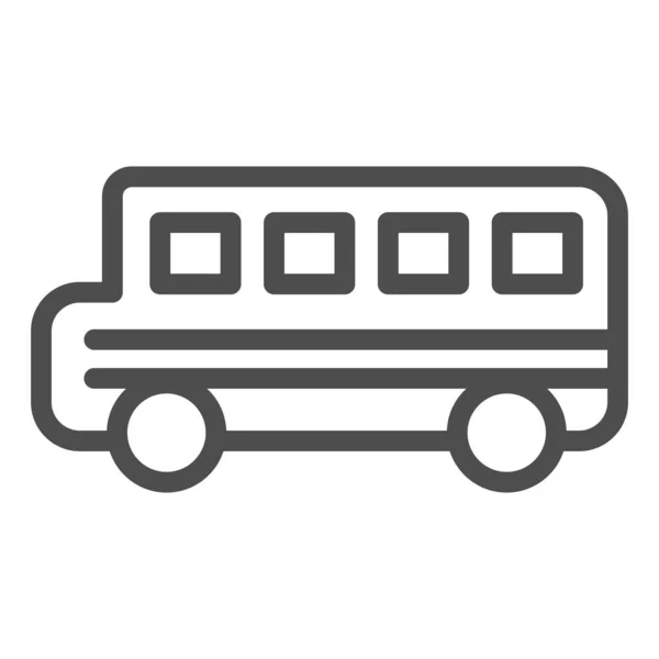 Icono de línea de autobús escolar. Señal de transporte público. Concepto de diseño de vectores de transporte, pictograma de estilo de esquema sobre fondo blanco . — Vector de stock