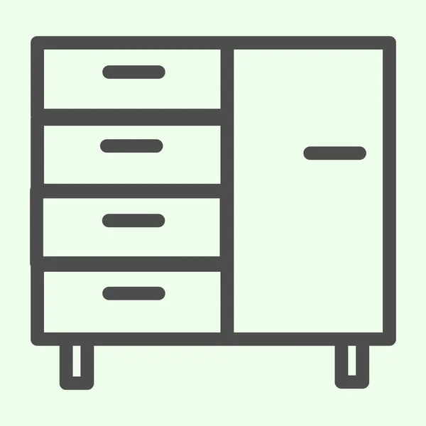 Icono de línea de mesita de noche. Empresa lograr gabinetes para documentos y archivos esbozar pictograma estilo sobre fondo blanco. Mobiliario de oficina de negocios para concepto móvil y diseño web. Gráficos vectoriales . — Vector de stock