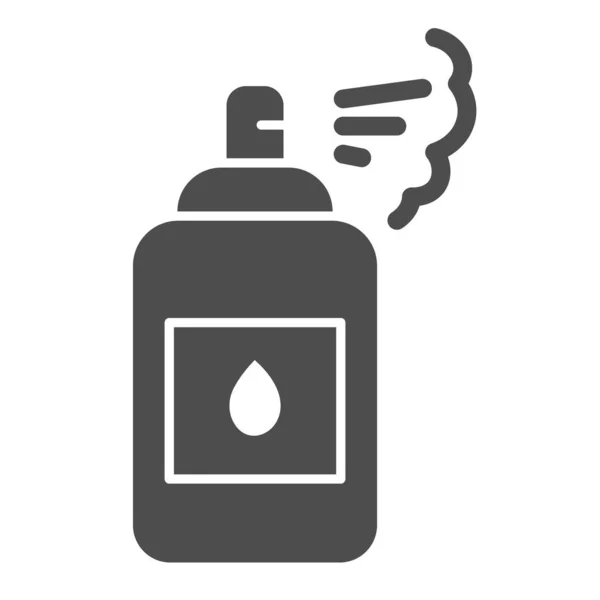 Antiseptic spray solid icon. Hand care hygiene glyph style pictogram on white background. Use sanitary antiseptic prevent coronavirus sign for mobile concept and web design. Vector graphic. — Stock Vector