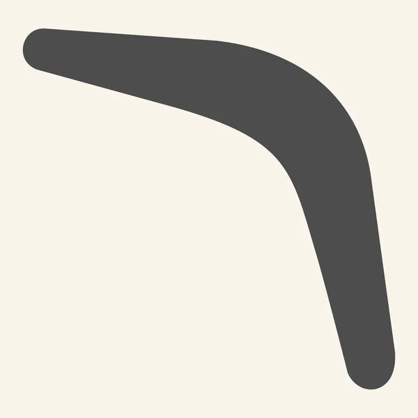 Boomerang solid ikon. Flygande bumerang siluett glyf stil piktogram på beige bakgrund. Sport- och rekreationsskyltar för mobilt koncept och webbdesign. Vektorgrafik. — Stock vektor