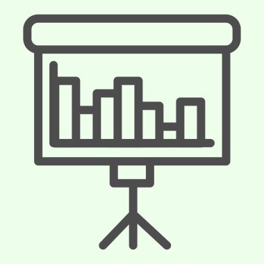 İş tanıtım hattı simgesi. Beyaz arkaplanda diyagram ana hatlı resim grafiği olan grafiği çevir. Mobil konsept ve web tasarımı için Whiteboard istatistik raporu. Vektör grafikleri.