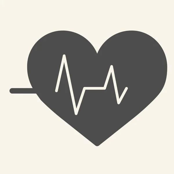 Heart beat solid icon. Cardiogram life glyph outline style pictogram on white background. Heart pulse for mobile concept and web design. Vector graphics. — Stock Vector