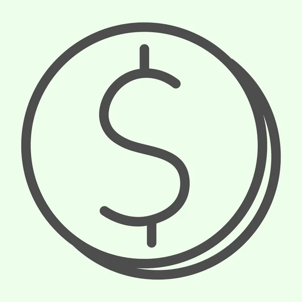 Madeni para hattı simgesi. Dolar sembollü bozuk para. Beyaz arka planda resim çizimi. Mobil konsept ve web tasarımı için finans ve para tabelaları. Vektör grafikleri. — Stok Vektör